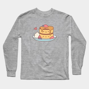 Cute Japanese Style Fluffly Pancakes Doodle Long Sleeve T-Shirt